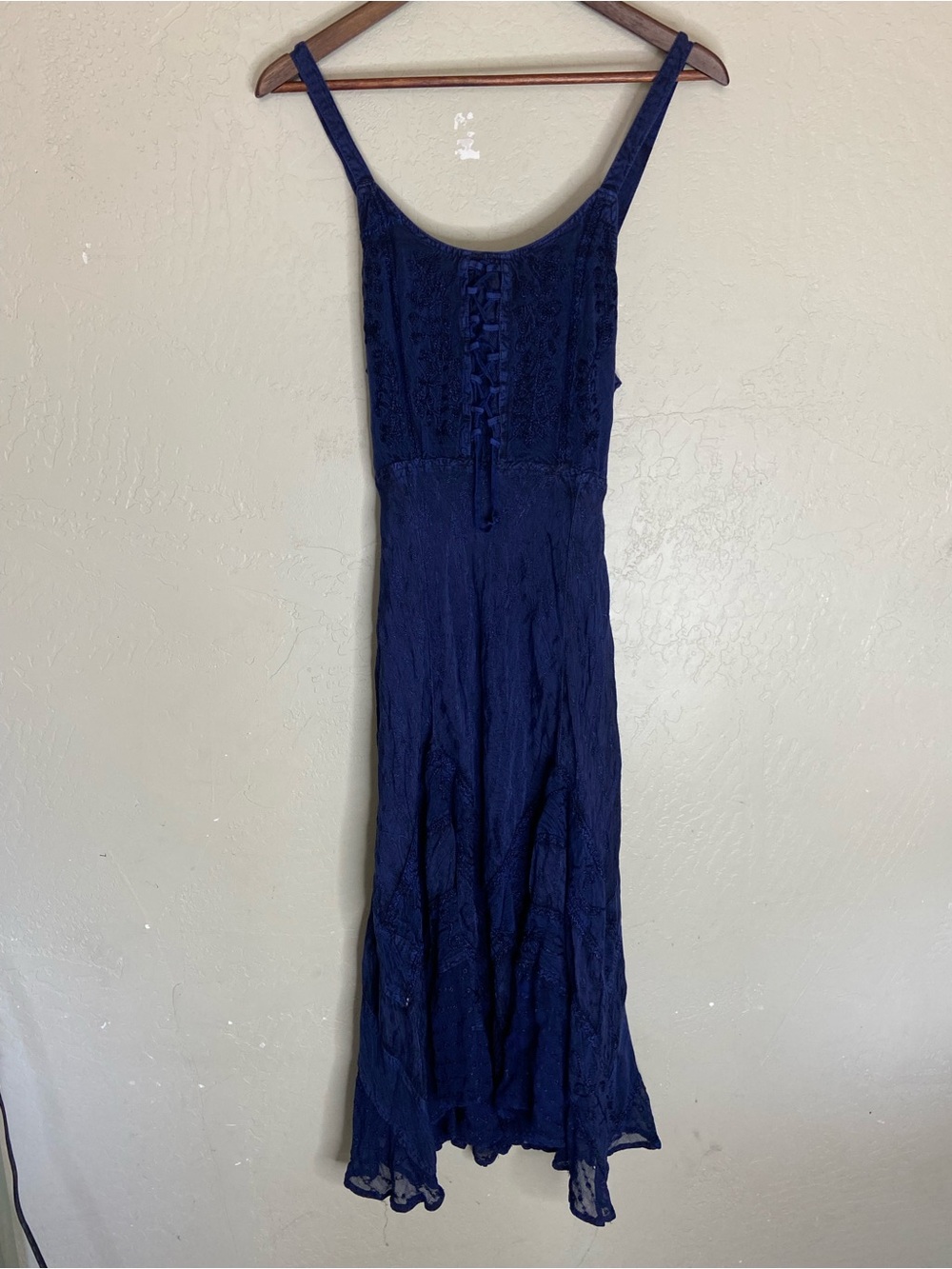 Navy Lace-Detail boho Dress - Unbranded